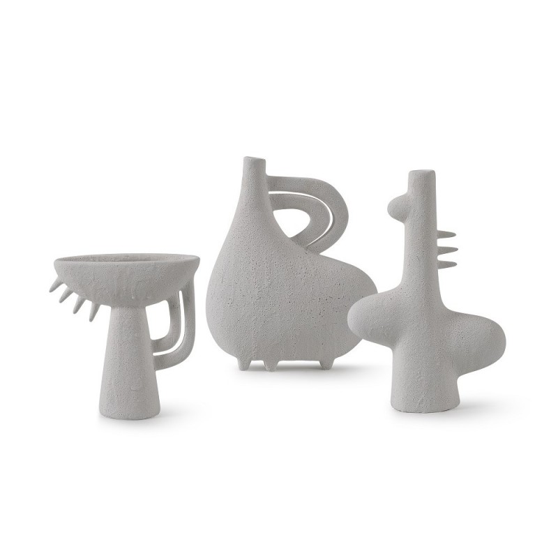 VASE SET 3 OFFWHITE CERAMICS ART